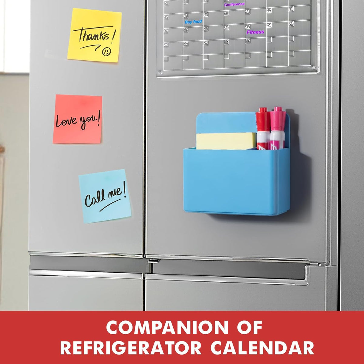 BEYGORM 2 Pack Plastics Magnetic Pen Holder for Refrigerator, Dry Erase Marker Holder for