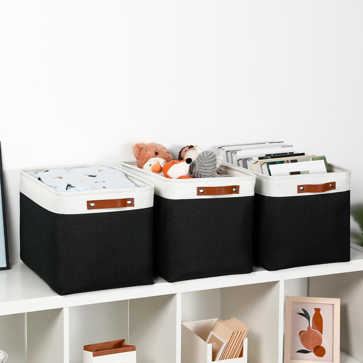 DULLEMELO Large Storage Baskets Fabric Storage Bins, Canvas Storage Basket for Shelf Toys