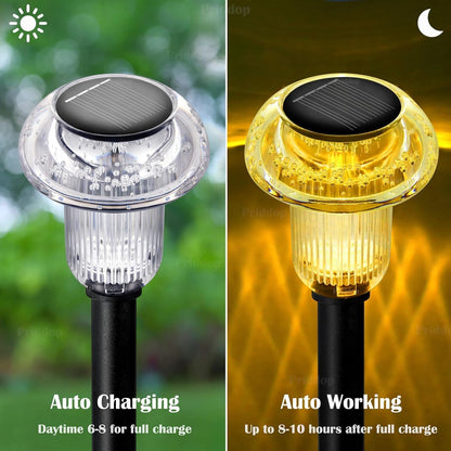 Solar Lights Outdoor Pathway Waterproof 8 Pack Warm White LED Acrylic Mushroom Decorative Garden