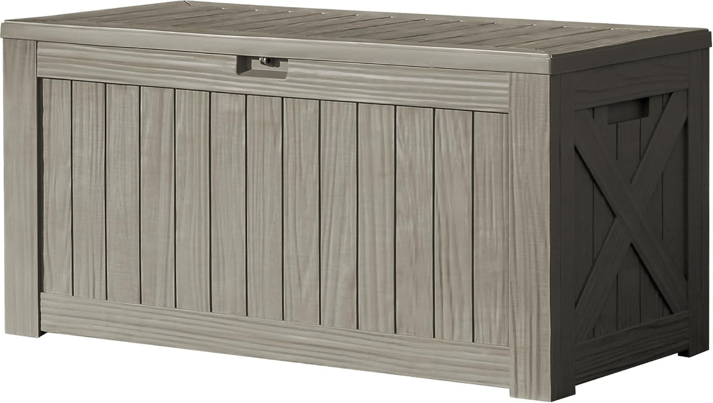Devoko 120 Gallon Deck Box Resin Outdoor Storage Box Waterproof for Patio, Large Outdoor Storage