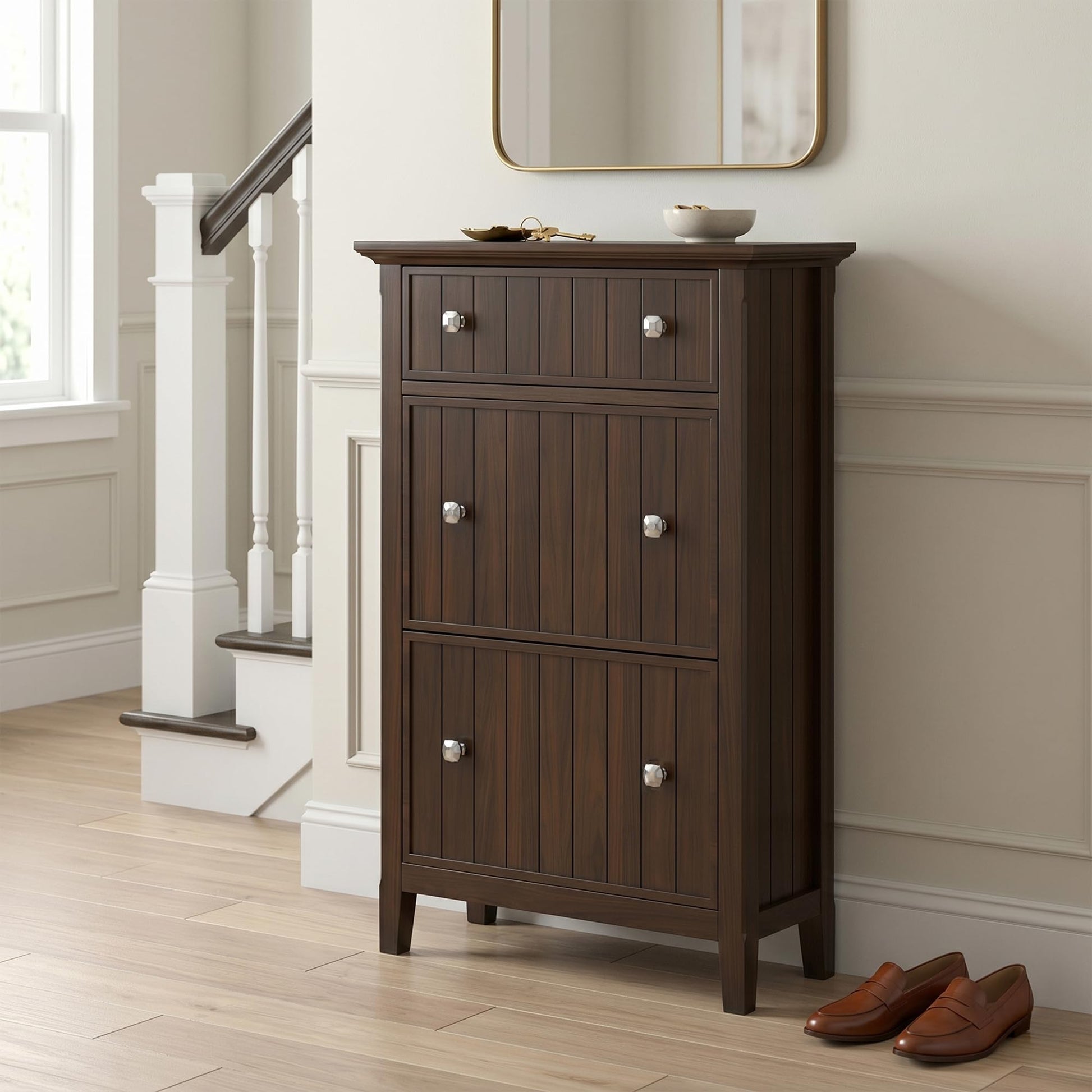 SIMPLIHOME Acadian 36" Wide Solid Wood Cabinet in Black