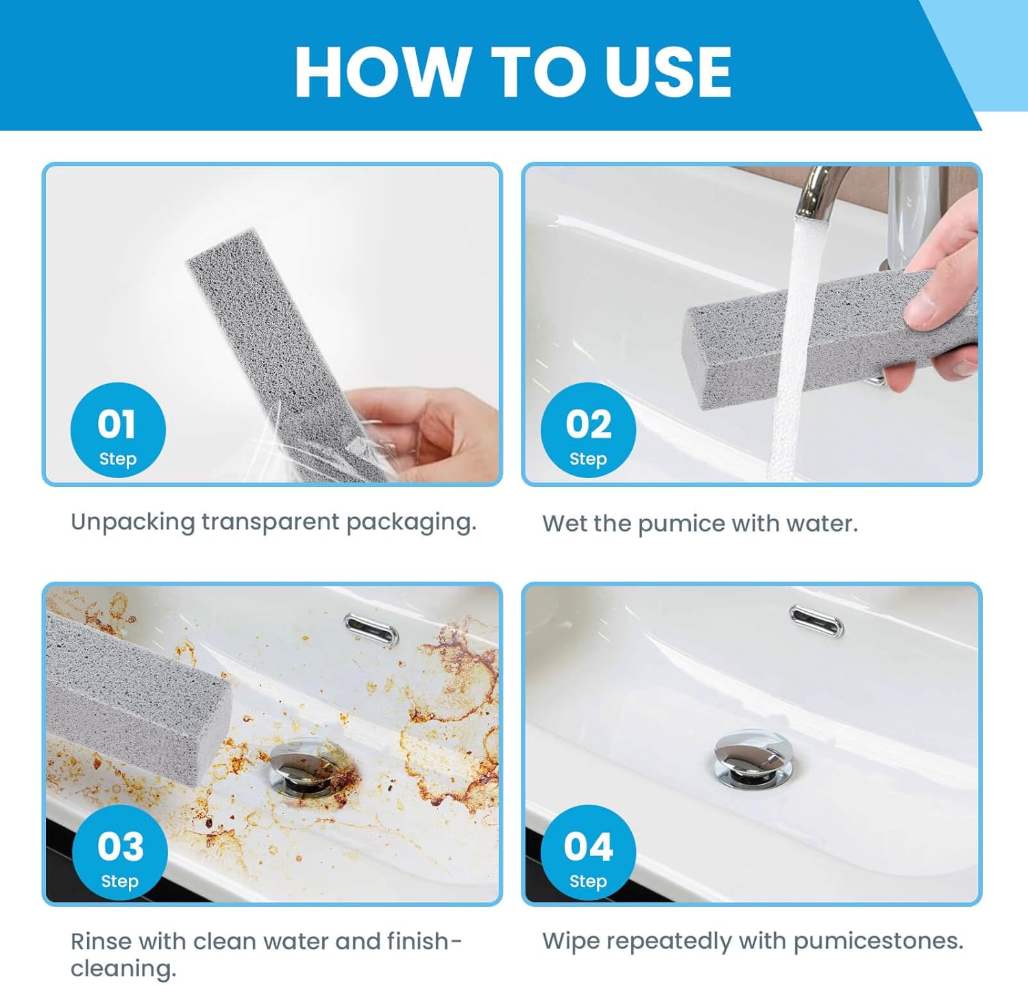 14 Pack Pumice Stone for Toilet Bowl Cleaning, Powerfully Cleans Hard Water Rings, for Cleaning