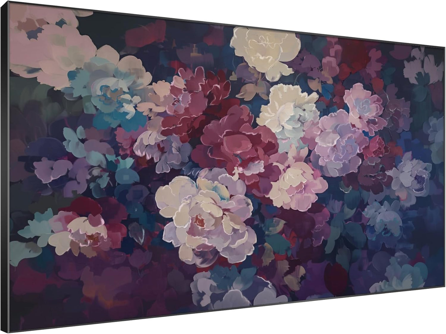 SIGNWIN 46"x72" Extra Large Framed Wall Art Bold Peony Bloom in Colorful Impressionist Style, Lush