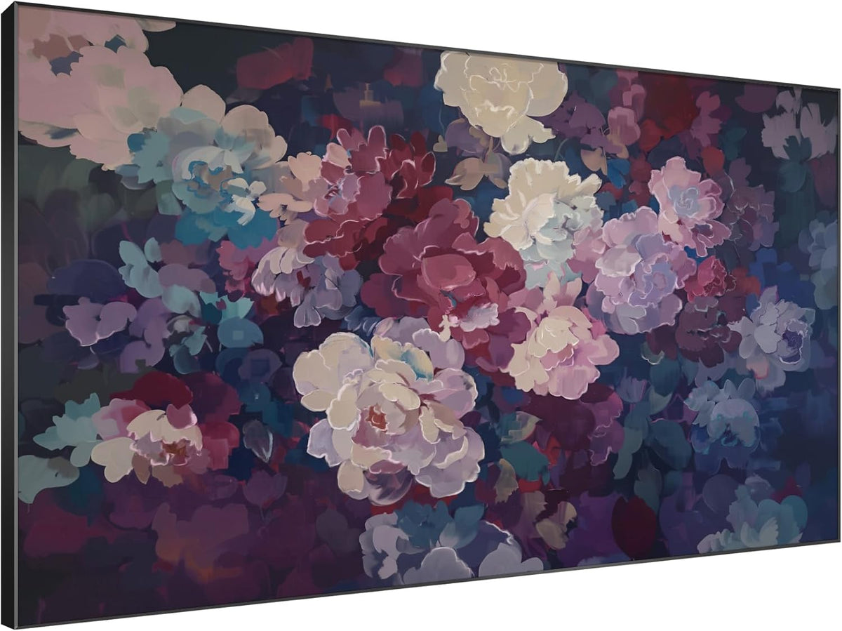 SIGNWIN 46"x72" Extra Large Framed Wall Art Bold Peony Bloom in Colorful Impressionist Style, Lush