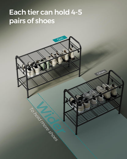 SONGMICS 3-Tier Metal Shoe Rack, Shoe Orgainzer, 33.5" Wide, Holds 16 Pairs