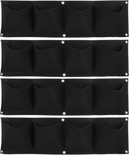 Atyhao Vertical Hanging Outdoor Wall Planter 4Pcs 4 Pocket Plant Grow Bag Wall Mounted Reusable