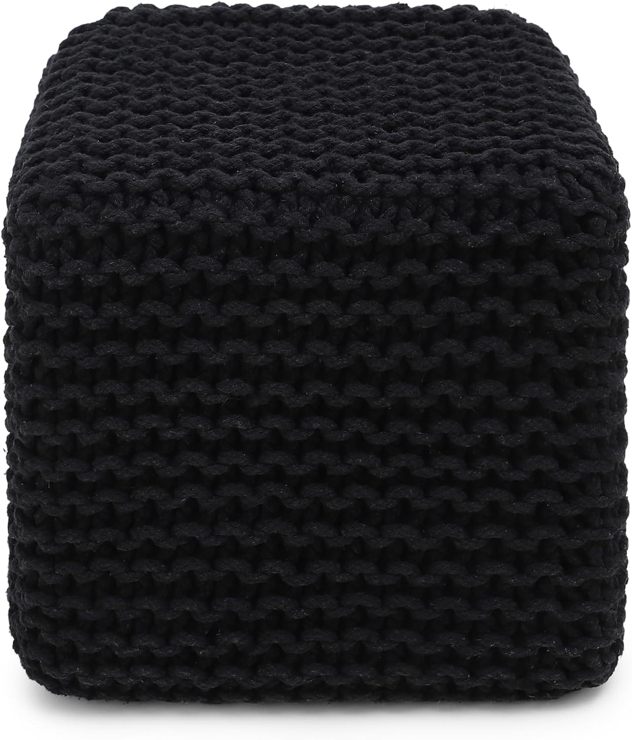 REDEARTH Cube Pouf Foot Stool Ottoman - Hand Knitted Poof - Cord Boho Pouffe - Home Décor - Stuffed