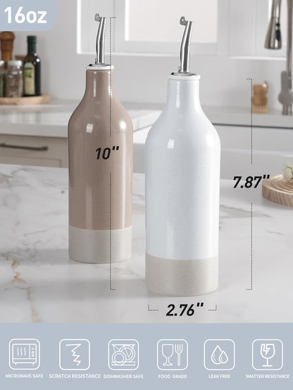 famiware Milkyway 16oz Ceramic Olive Oil Dispenser Bottle, Olive Oil and Vinegar Dispenser Bottle