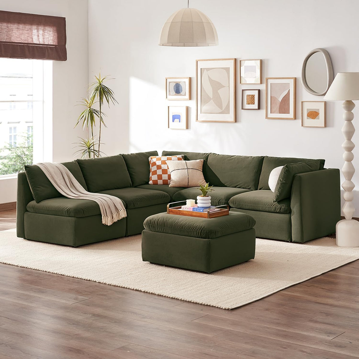 mopio Oversized Modular Sectional Sofa with Fully Removable Covers and Storage, Convertible U