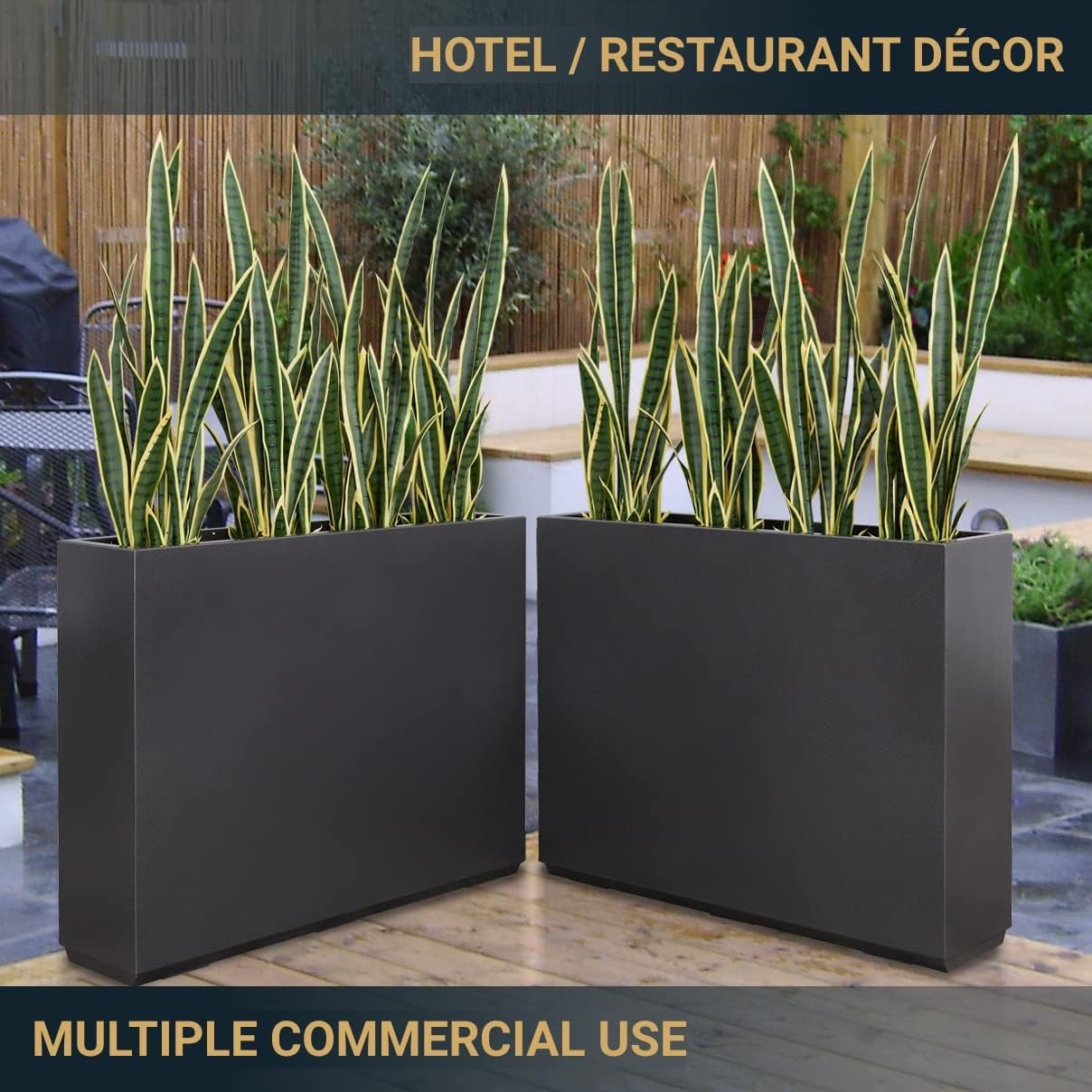 Metallic Heavy Planter for Outdoor Plants, 38Lx10Wx30H Inches Tall and Long Metal Divider Planter