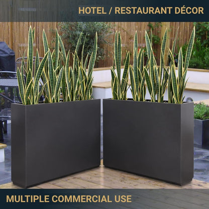 Metallic Heavy Planter for Outdoor Plants, 38Lx10Wx30H Inches Tall and Long Metal Divider Planter