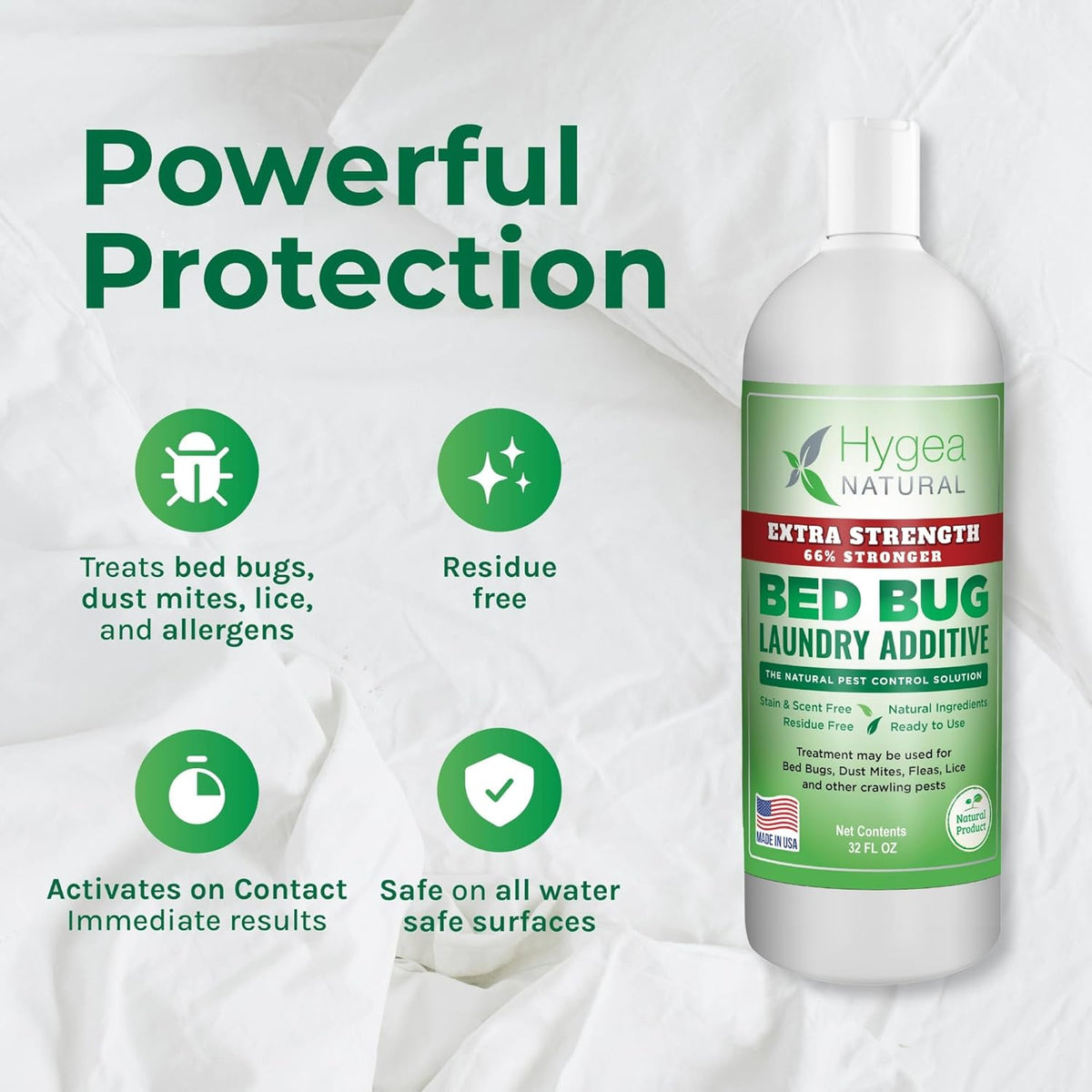 Extra Strength Lice & Bed Bug Laundry Additive - Gentle, Odorless, and Stain-Free Liquid Laundry