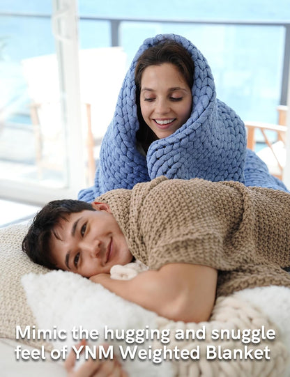 YnM Chunky Cotton Knit Throw Blanket, Cable Knit Throws for Bed Couch Sofa, Comfy & Relaxing