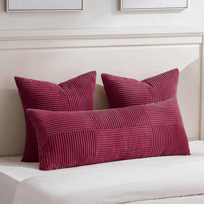 Fancy Homi 2 Packs Burgundy Decorative Throw Pillow Covers 22x22 Inch for Living Room Couch Bed