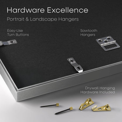 Homeforia 9x12 Picture Frame Silver, High End Metal 9 x 12 Frames with Mat 7 by 10 inch Photo