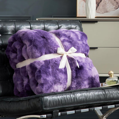 Cozy Bliss Faux Fur Throw Blanket for Couch, Fuzzy Soft Plush Thick Bubble Blanket for Sofa Bedroom