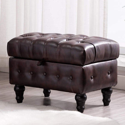 Artechworks Coffee Table Ottoman with Storage,Button Tufted PU Leather Upholstery Footstool Bed