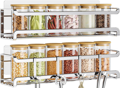 Spice Rack wall mounted 2 Pack, Space-Saving Spice Organizer for Spice Jars and Seasonings,Screw or