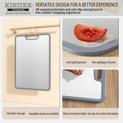 Titanium Cutting Board Double-sided non-slip silicone edging Pure Titanium Cutting Boards for