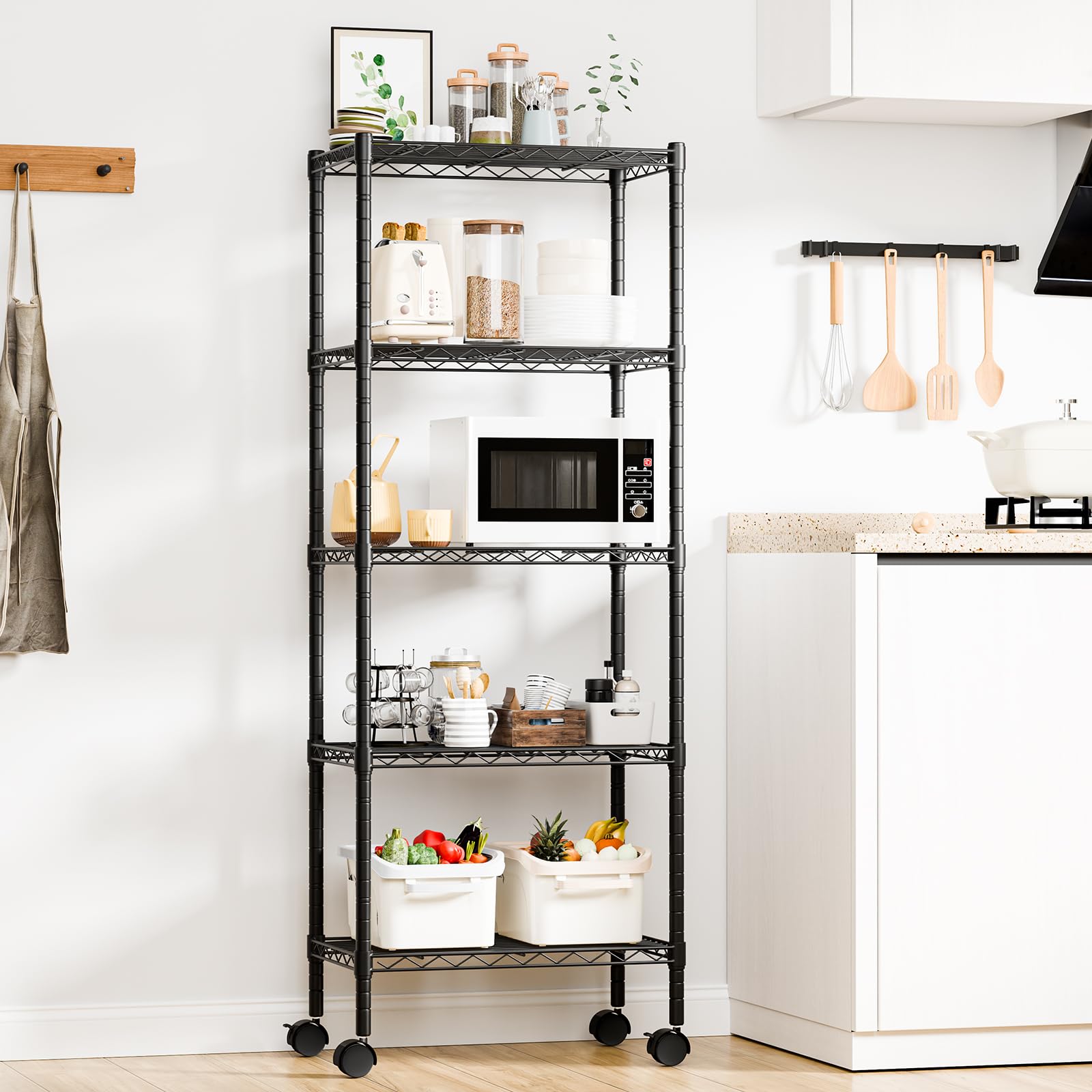 DUMOS Metal Storage Shelves, Wire Shelving, 5 Tiers Shelves, 23.2" W