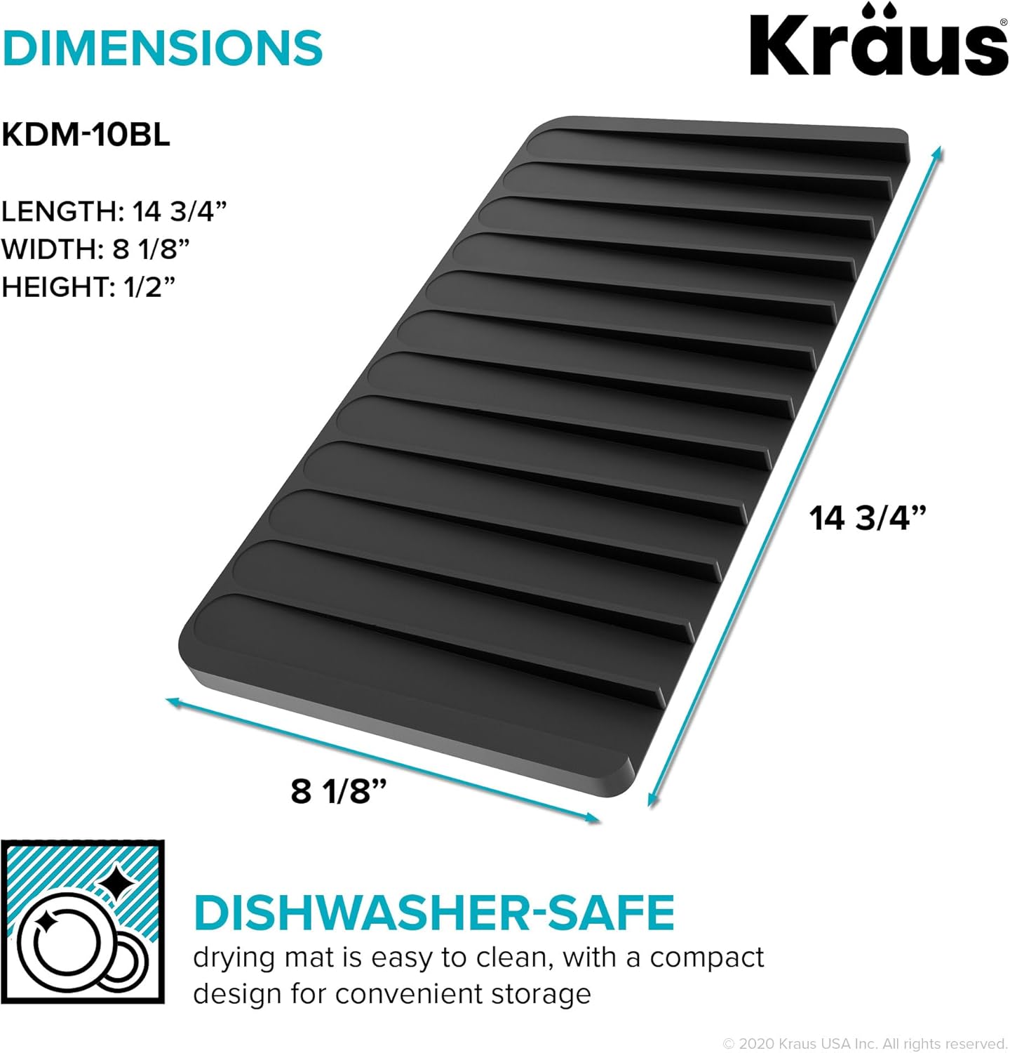 Kraus Roll Up Dish Drying Rack with Self-Draining Silicone Dish Drying Mat and Silicone Soap Dish