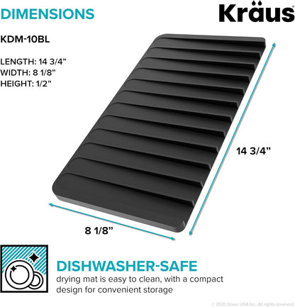 Kraus Roll Up Dish Drying Rack with Self-Draining Silicone Dish Drying Mat and Silicone Soap Dish