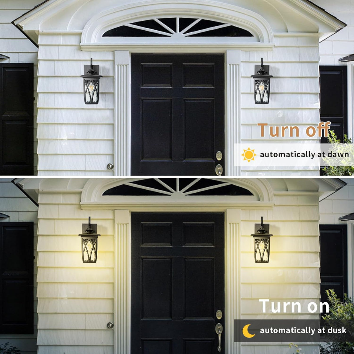 JYZ Dusk to Dawn Outdoor Wall Lantern, Craftsman Style Exterior Sconce Light with Water Ripple