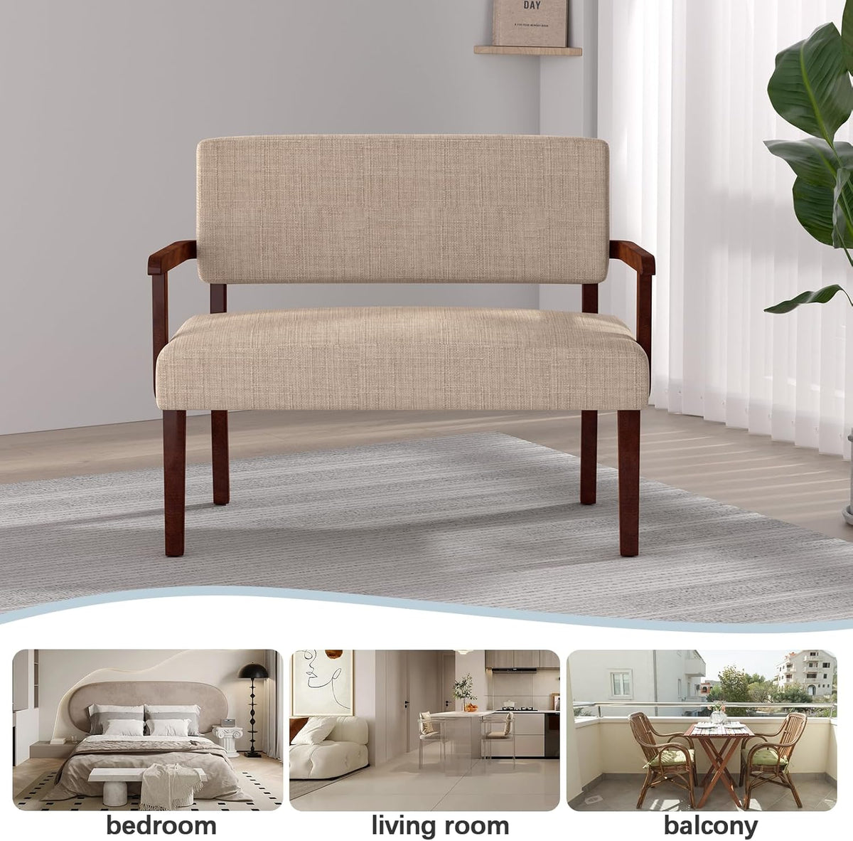Accent Chair 2 Seat, Arm Chairs with Soft Seat and Armrests for Living Room, Love seat for Dining