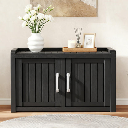 KAMABOKO Outdoor Shoe Storage Cabinet, Waterproof UV-Resistant Entryway Storage Bench Indoor