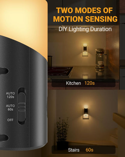 Lyridz LED Night Lights Plug into Wall with Motion Sensor, 1-150LM Dimmable Plug-in Nightlight