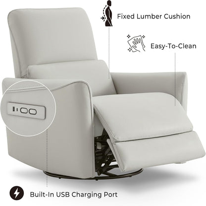 CHITA Power Recliner Chair Swivel Glider, FSC Certified Upholstered Faux Leather Living Room