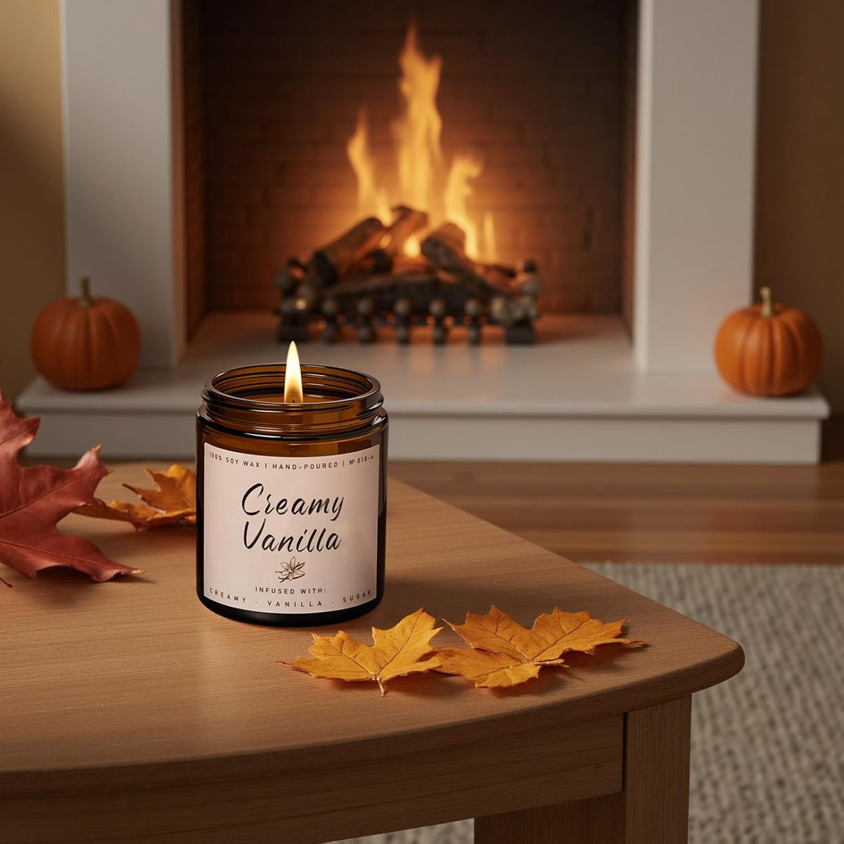 Auelife Fall Candle, Creamy Vanilla Scented Candle for Home - Fall Soy Wax Candles - Autumn
