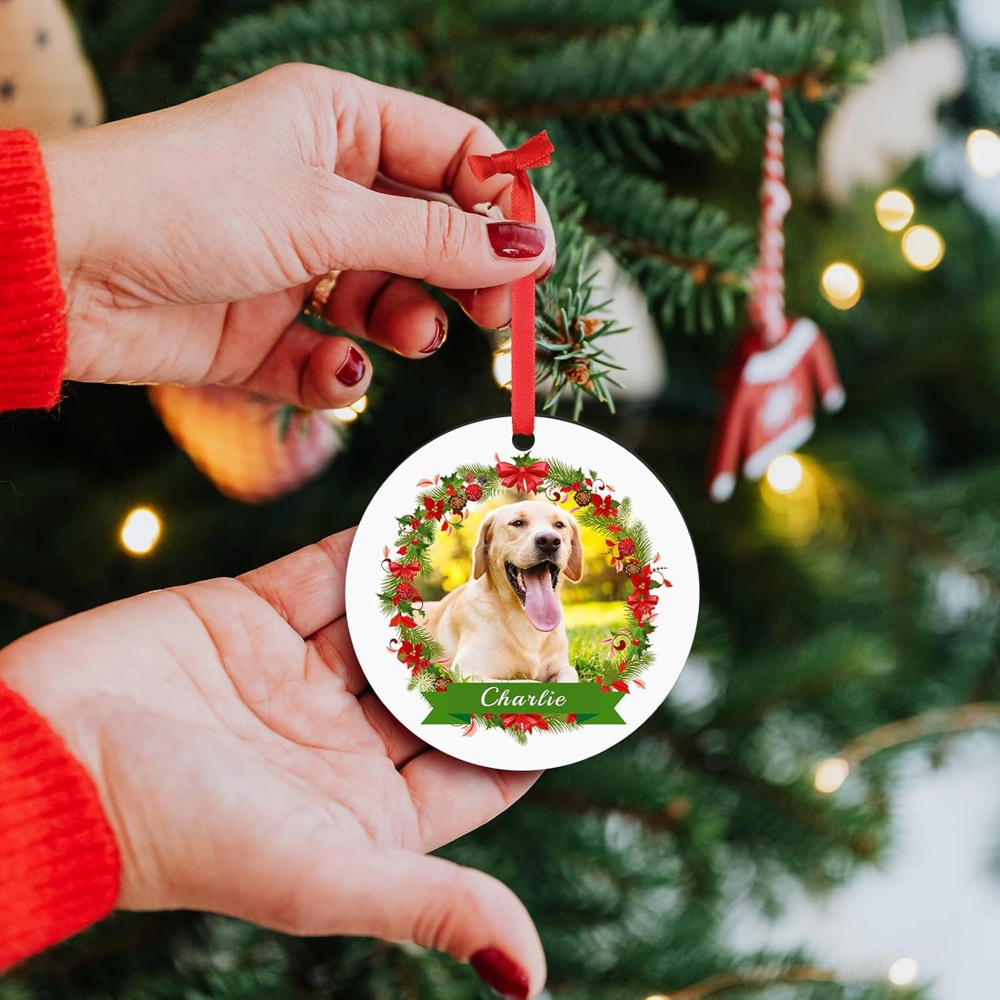 Personalized Dog Photo Christmas Ornaments 2025, Puppy Dog Cat First Christmas Ornaments, Pet