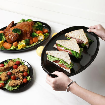 vicrays Serving Platter Ceramic Tray Plates Extra Large Oval 14.5 Inch Porcelain Dinner Plates Long