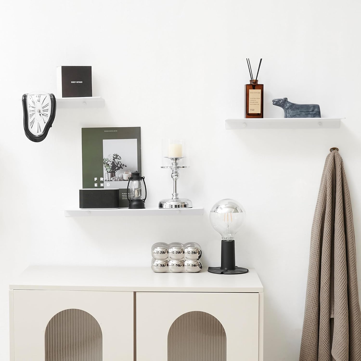 JOOM Small Metal Wall Floating Shelf - Metal Wall Shelf, Black Floating Shelf, Small Bathroom