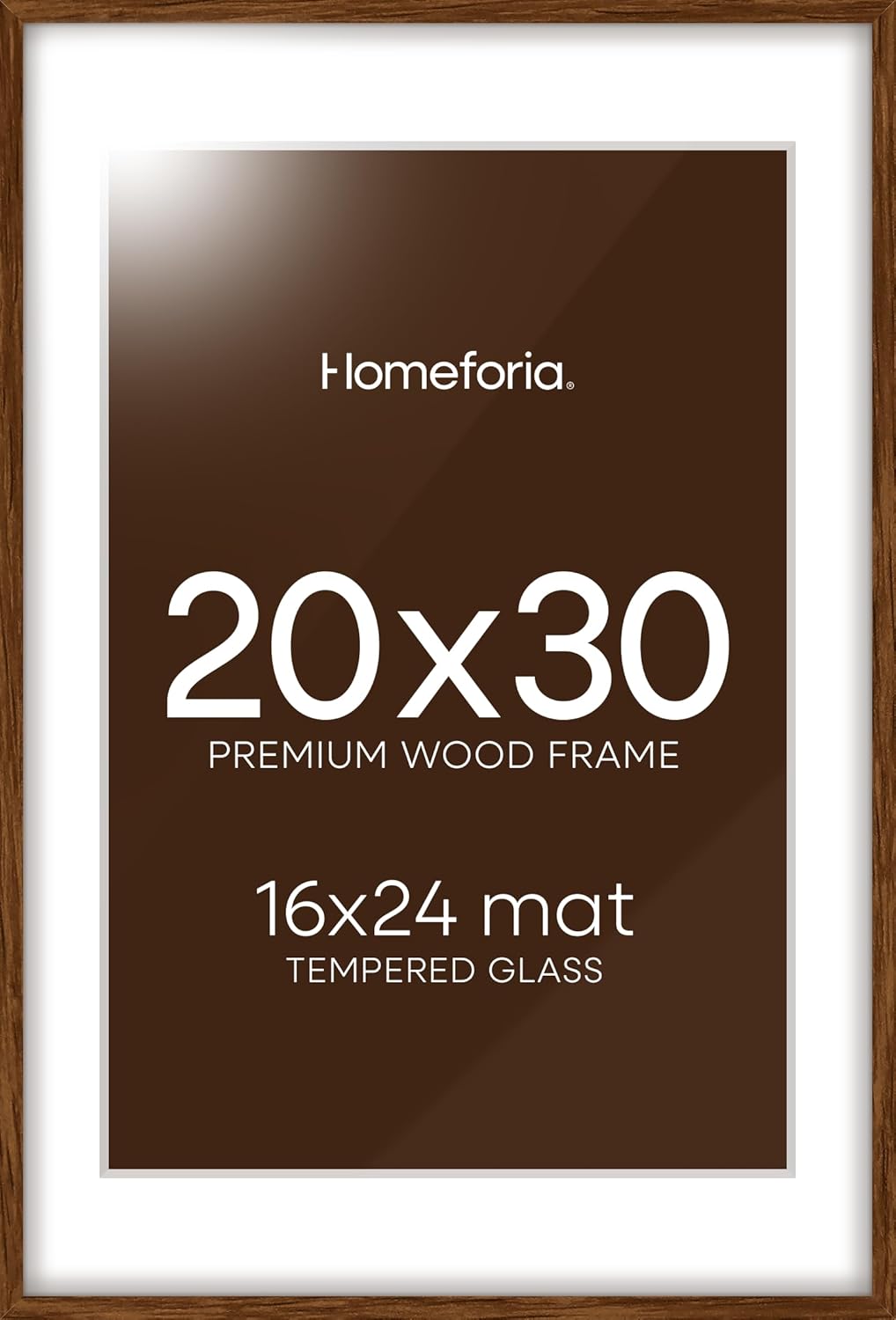 Homeforia 20 x 30 Walnut Frame, High End Dark Oak 20x30 Wooden Poster Frames with Mat 16x24, 20 x