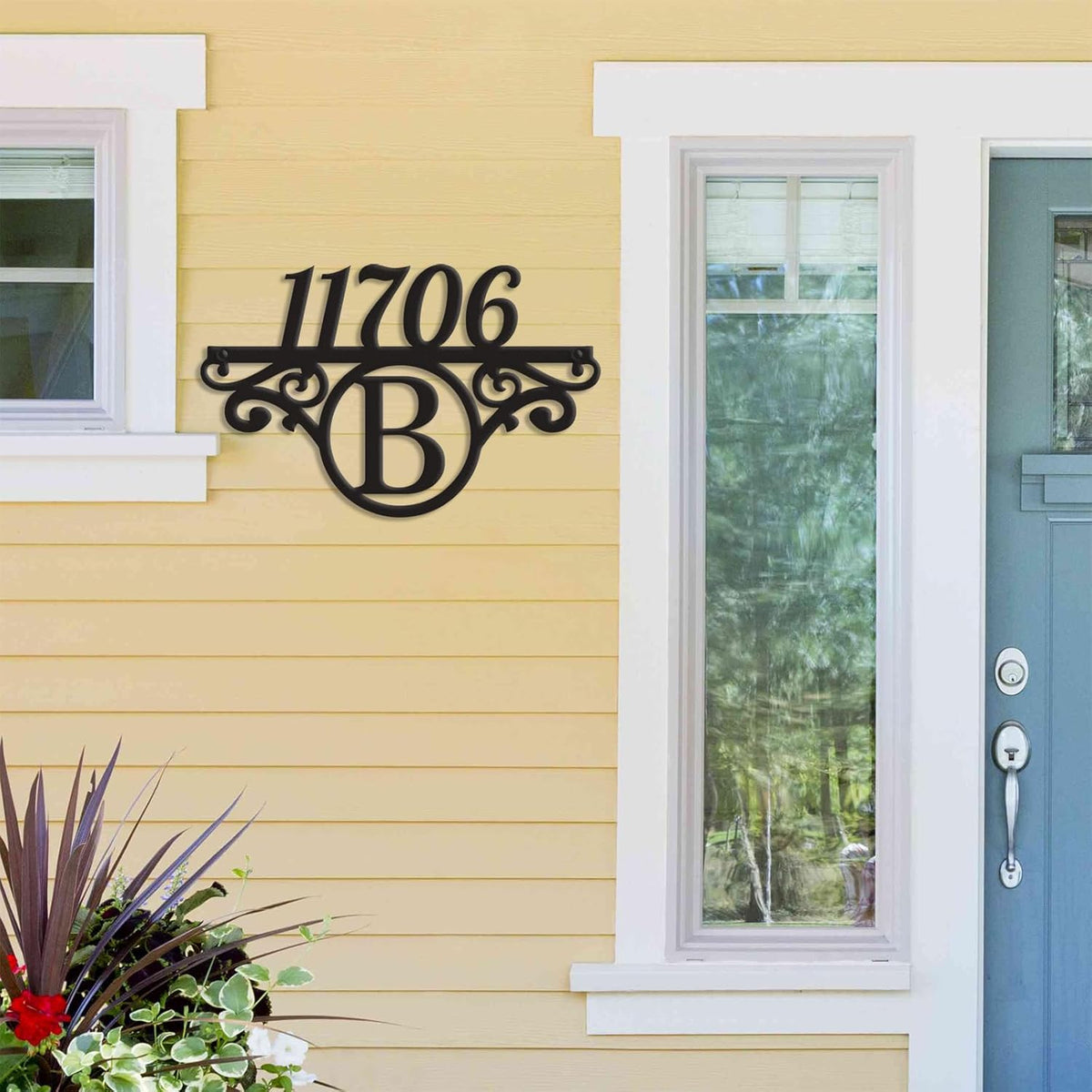 Custom Metal Address Sign Street Plaque with Initials, Personalized House Number Sign for Outside