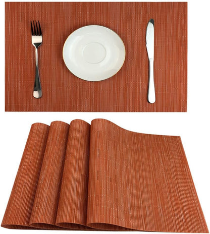 WAZAIGUR Placemats Set of 4 for Dining Table Heat-Resistant Washable Place Mats Woven Vinyl Kitchen