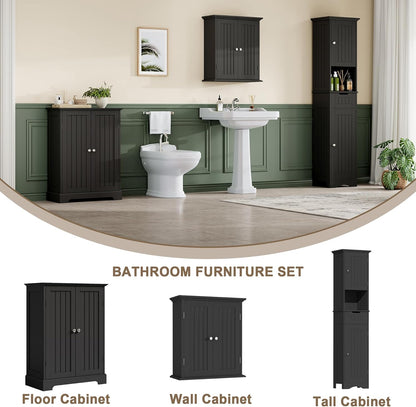ChooChoo Bathroom Floor Cabinet, Modern Bathroom Storage Cabinet with 2 Doors and Adjustable