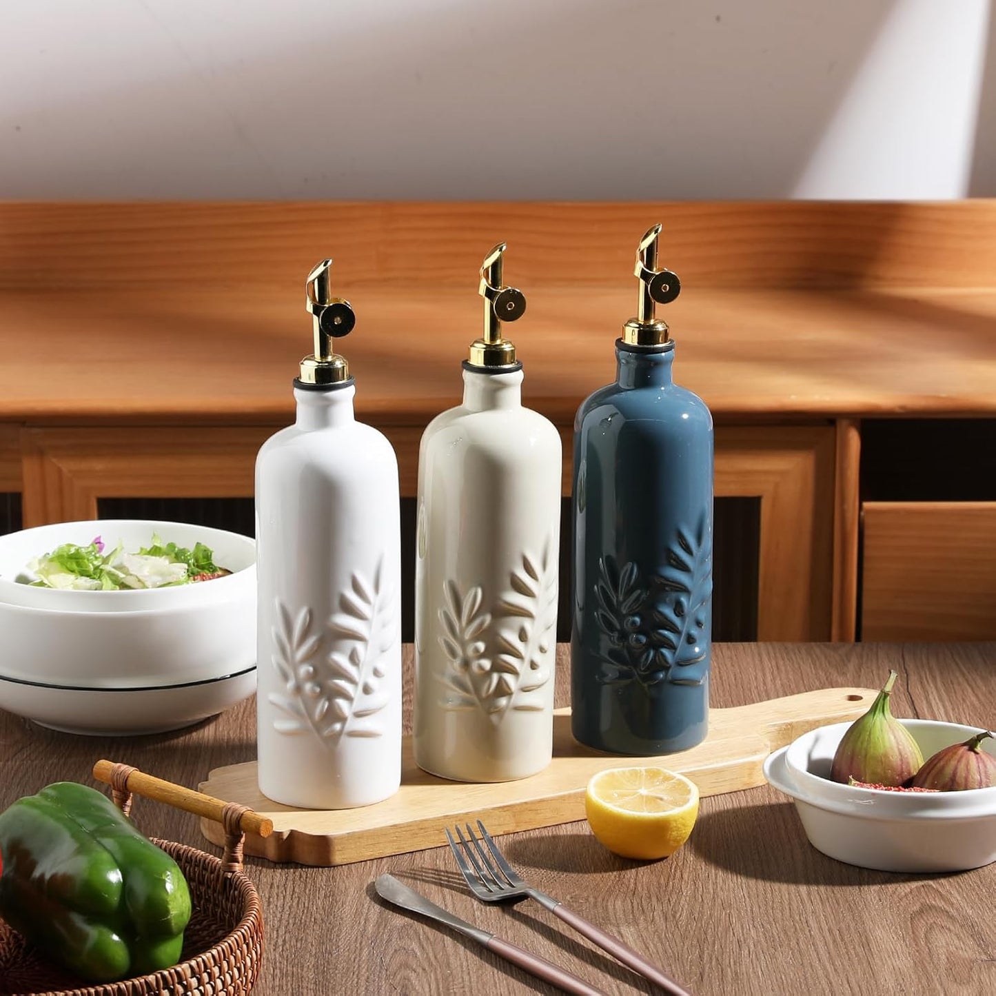 Sweejar 18 Oz Oil Dispenser for Kitchen with Gravity Spout, Ceramic Olive Oil Dispenser Bottle