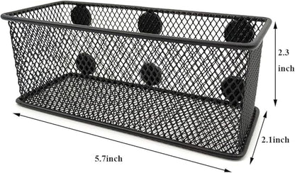 EASEPRES Magnetic Pencil Holder Set of 3 - Black Wire Mesh Storage Baskets Organizer with Strong