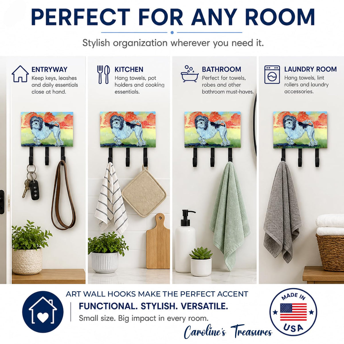 Caroline's Treasures 7510TH68 Lowchen Leash or Key Holder, Wall Hooks, Key Hooks Holder, Coat Rack