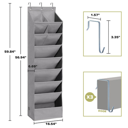 6 Pack Shoe Organizer with 6 Extra Large Pockets and 4 Large Pocket, Over the Door Sturdy Closet