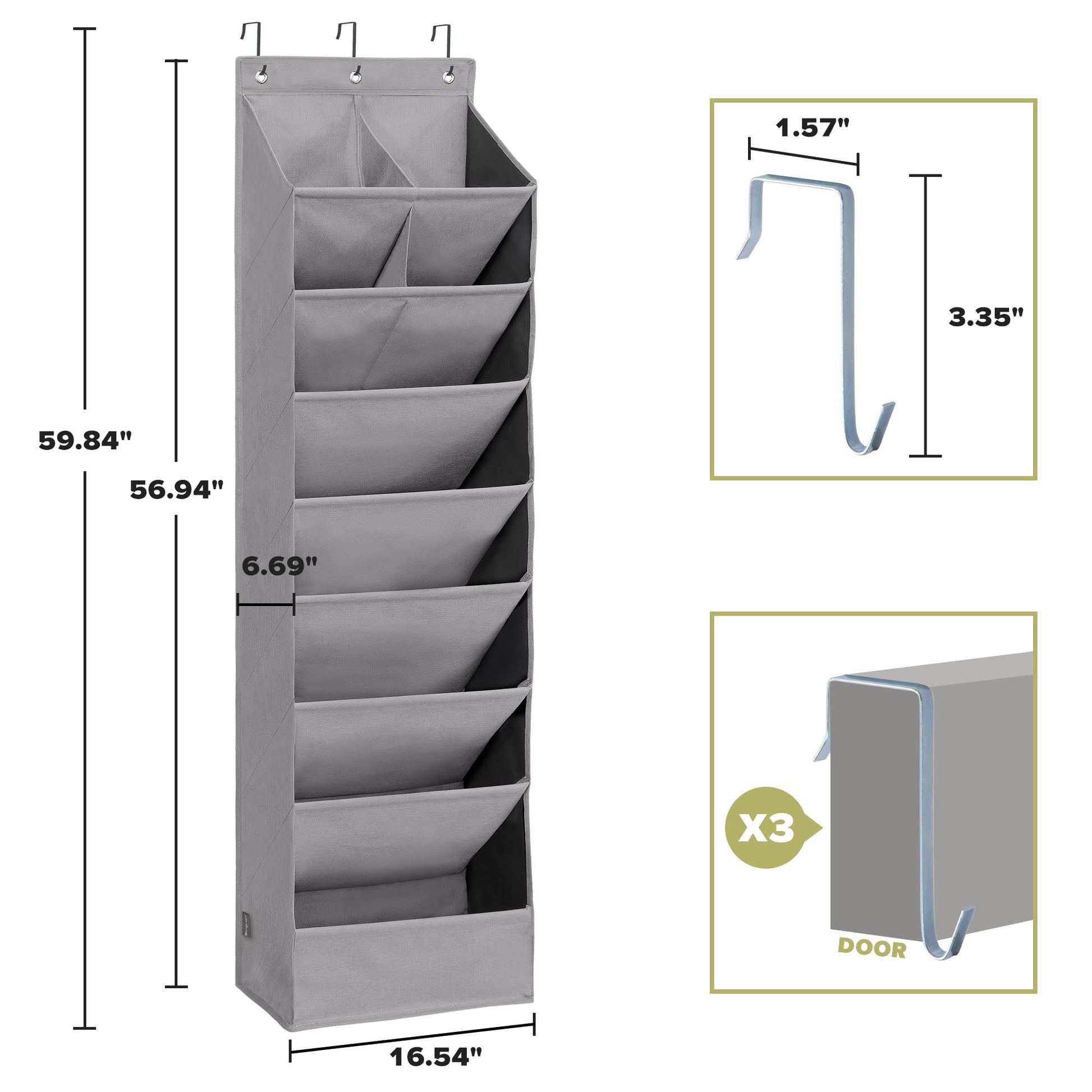 4 Pack Shoe Organizer with 6 Extra Large Pockets and 4 Large Pocket, Over the Door Sturdy Closet