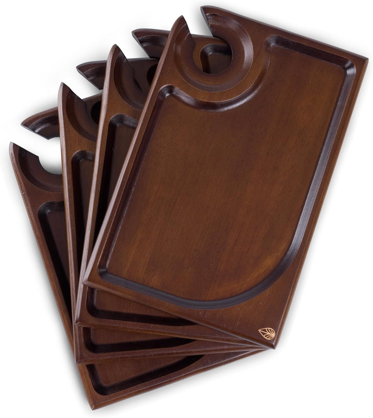PICNIC TIME Rectangle Wine Appetizer Plates Set of 4, Cocktail Plate with Glass Holder, Cheese