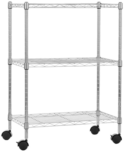 Amazon Basics 3-Shelf Heavy Duty Adjustable Wire Shelving Storage Rack on 2" PP Plastic Wheel