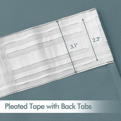MIULEE Greyish Blue Back Tab Blackout Curtains 108 Inch Long 2 Panels Set for Bedroom, Rod