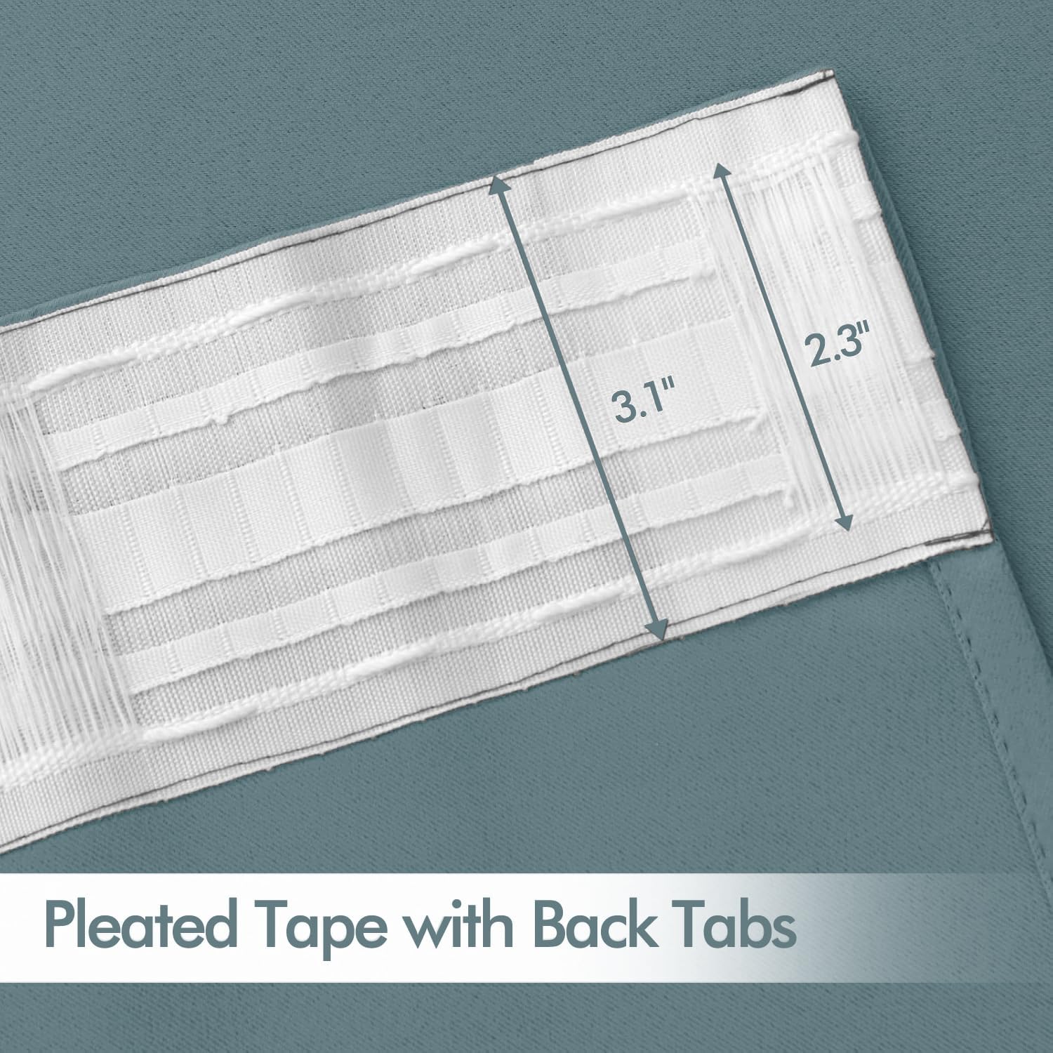 MIULEE Greyish Blue Back Tab Blackout Curtain 96 Inch Long 2 Panels Set for Bedroom, Rod