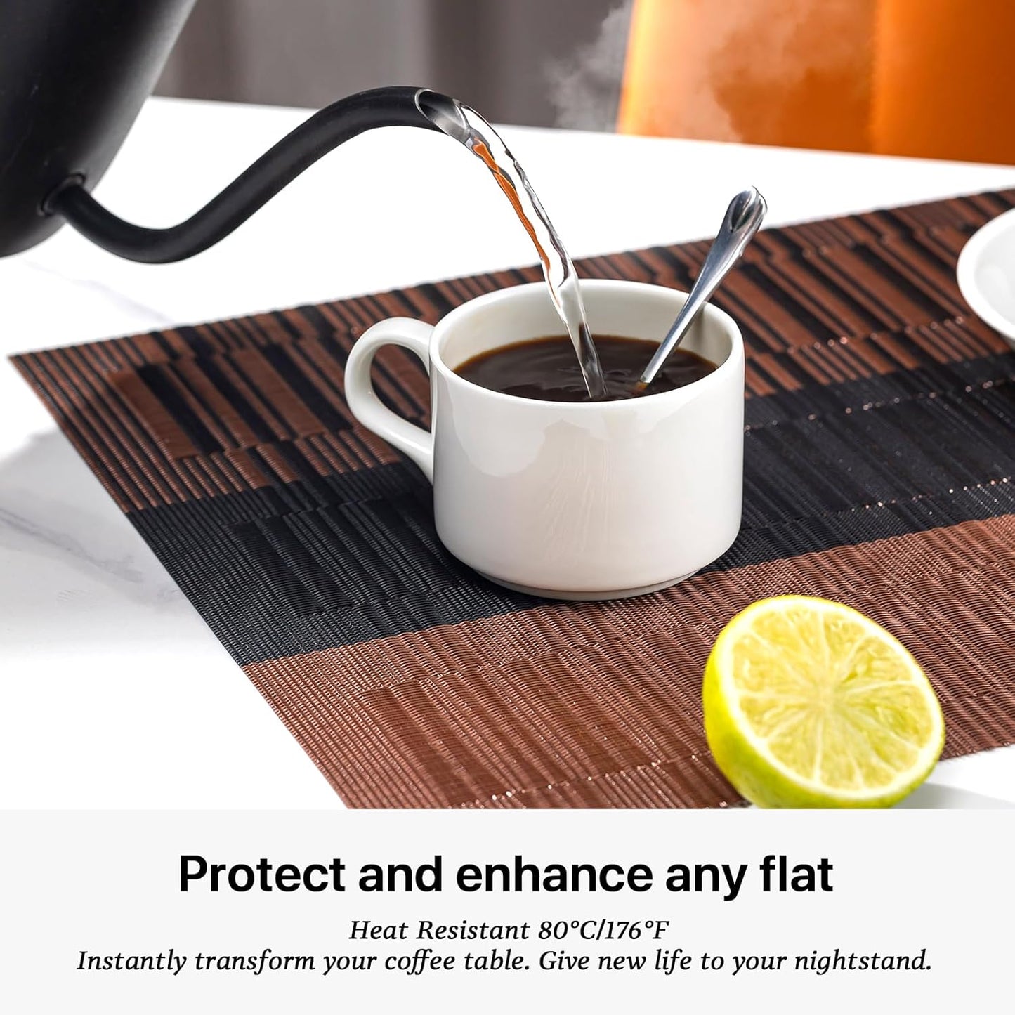 LEXMORE Placemats Set of 4 Vinyl/Plastic Woven Place Mats for Kitchen Table Indoor/Outdoor Washable
