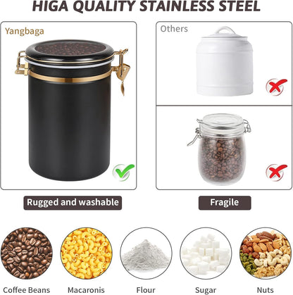 Yangbaga 304 Stainless Steel Coffee Canisters for Ground Coffee,3 x 63 OZ Coffee Container with